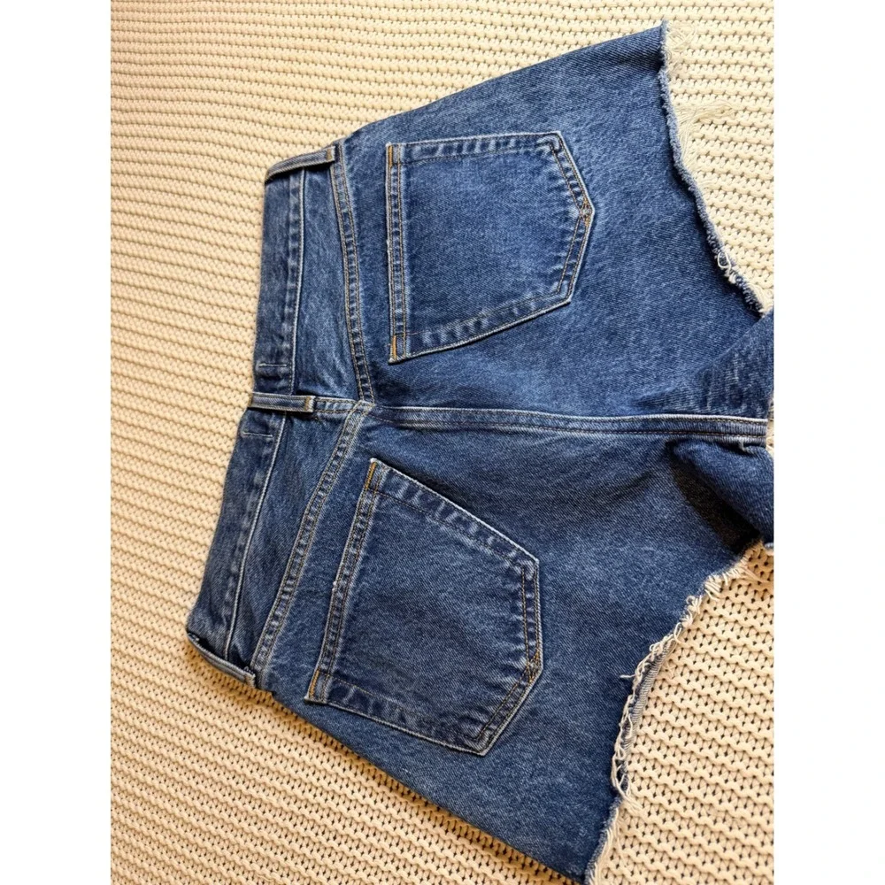 AGOLDE Parker High Rise Cut Off Denim Shorts Medium Wash Blue Size 24